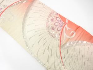 アンティーク　地紙に華紋・唐草模様織り出し袋帯（材料）